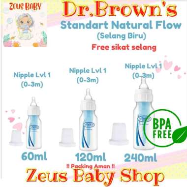 Dr.Browns botol susu natural flow selang biru 60ml 120ml 250ml 60ml