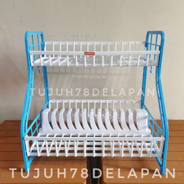 Rak Piring Plastik Tebal 2 Susun Global Eagle- Rak Piring Susun 2 ORI 100% Multicolor