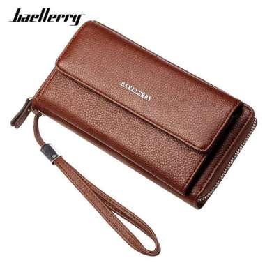 BAELLERRY S5515 Dompet Pria Wanita Panjang Bahan Kulit PU Leather Premium Brown