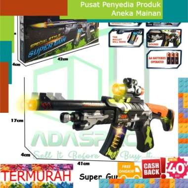 Pistol Pistolan Tembak Tembakan Baterai Bunyi Suara Nyala Mainan Anak