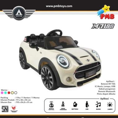 M7188 PMB Accu Car RC Cooper Morris M-7188 MOBIL AKI MAINAN ANAK Krem