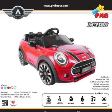 M7188 PMB Accu Car RC Cooper Morris M-7188 MOBIL AKI MAINAN ANAK Merah