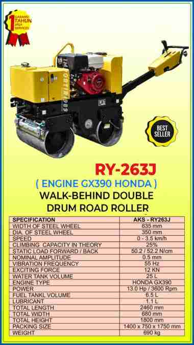 Tandem Road Roller Double Drum Engine Honda GX390 13 Hp 3600 Rpm - RY263J