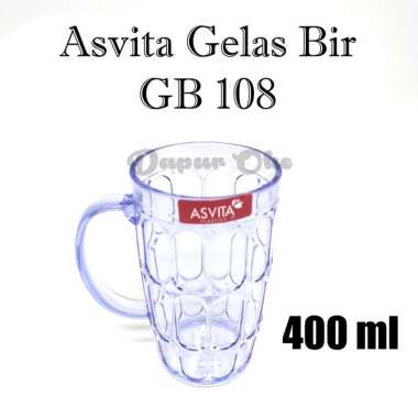 Asvita Gelas Bir Gagang Plastik 400 ml Teracota GB-108