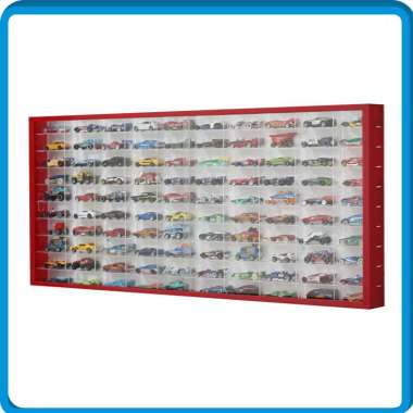 Rak Diecast Hotwheels isi 100 slot Bahan Akrilik Merah