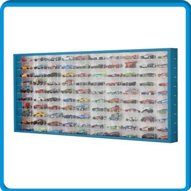 Rak Diecast Hotwheels isi 100 slot Bahan Akrilik Biru Muda