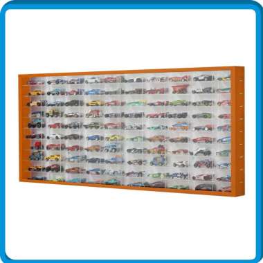Rak Diecast Hotwheels isi 100 slot Bahan Akrilik Orange