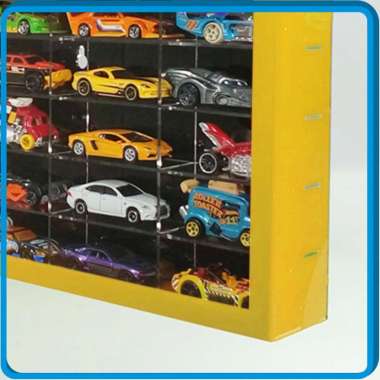 Rak Diecast Hotwheels isi 100 slot Bahan Akrilik Kuning Hitam