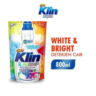 Promo Harga So Klin Liquid Detergent Power Clean Action White & Bright 800 ml - Blibli