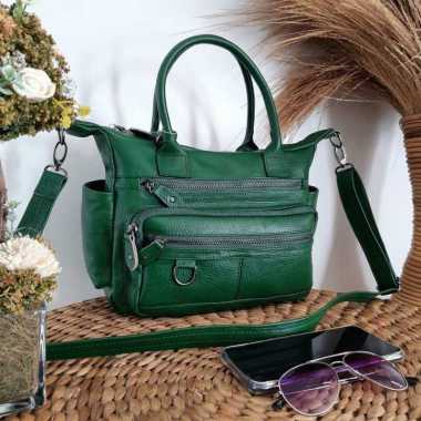 Tas Kulit Wanita Selempang Warna Hitam Bahan Kulit Sapi Premium Asli Garut HIjau