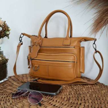 Tas Kulit Wanita Selempang Warna Hitam Bahan Kulit Sapi Premium Asli Garut Kuning