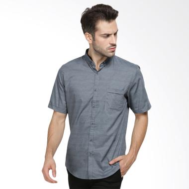 MANLY Esberg Slim Fit Pattern Short ... Kemeja Formal Pria - Grey
