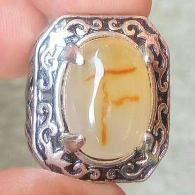 Cincin Batu Akik Motif Gambar Huruf F Antik 4