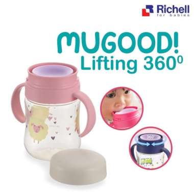 RICHELL MUGOOD Lifting 360 Drinking Cup Baby Sippy Cup Mug Bayi Pink