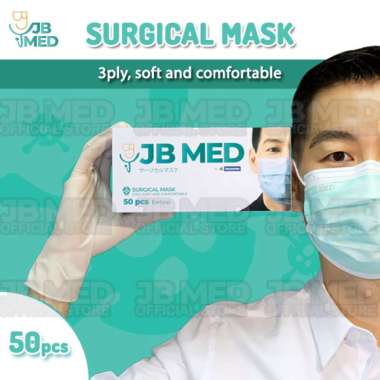 JB MED Surgical Mask - Masker Medis 3 Ply (1 Box @50 Pcs) - Hijau Masker Biru