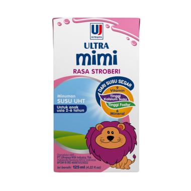 Ultra Mimi Strawberry Susu UHT 125 mL | Susu Ultra Mimi Straw 125 mL