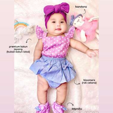 GEMPITA POLKA BLOOMERS SET 0-12 bulan ungu