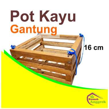 Pot Kayu Gantung 16 cm persegi anggrek remaja bibit dewasa plastik bulan vanda cattleya hias