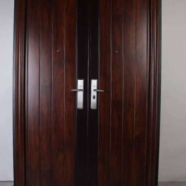 Pintu Baja Fortress JBS Prime New Model Design Baru Kupu Tarung Utama Double Coklat