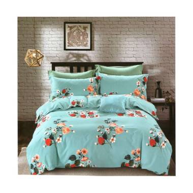 Madamel Cotton Sateen Berry and flowers Set Sprei 160 x 200 Apple Green