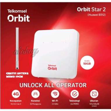 Orbit Star 2 Huawei B312 Unlock Home Router Wifi 4G LTE Semua Operator Indonesia Free Kuota 150GB wi