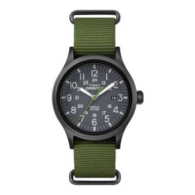 Jam Tangan Pria Timex Expedition Scout TW4B04700 Indiglo Black Dial Green Nylon Strap Hijau