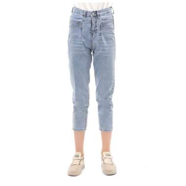 Hamlin Jourel Celana Panjang Highwaist Wanita Style Cropped Material Denim ORIGINAL - Light Blue XL