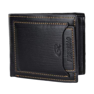 Pidengbao Genuine Cowhide Leather Wallet Dompet Pria - Black [A609-1]