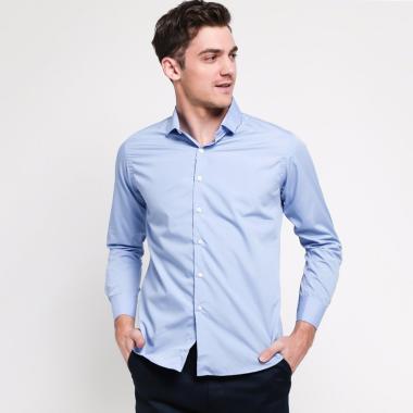 VM Slimfit Panjang Polos Kemeja Pria 2XL Biru Muda