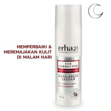 ERHA Age Corrector Night Moisturizer 30gr - Cream Malam Anti Aging - Krim Malam Pencerah dan Pelemba
