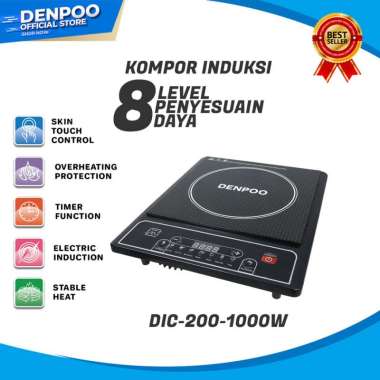KOMPOR LISTRIK INDUKSI PUSH BUTTON DENPOO LOW WATT DIC 200-1000
