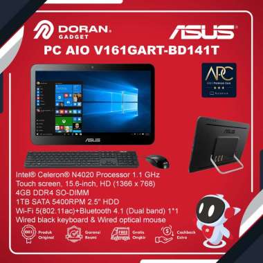PC Asus AIO V161GART-BD141T /Celeron N4020/4GB/1TB HDD/15.6″ Touch/Win 10 Home Black