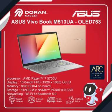 Asus VivoBook 15 M513UA-OLED753 /AMD Ryzen 7-5700U/8GB/512GB SSD/15.6″/Win 10 Home+OHS 2019 Hearty G
