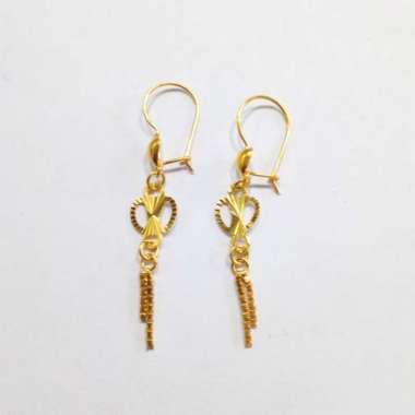 Anting cookie panjang emas asli