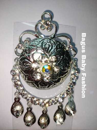 Bross / Bros Beskap Aksesories Pakaian Pria Ukir Silver Silver