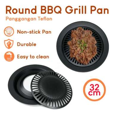 Grill Plate Panggangan BBQ - Grill Pan Bulat 32 cm 100 % ORIGINAL Multicolor