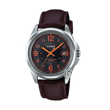 CASIO Analog Solar Powered Jam Tangan Pria [Original/ MTP-S101L-1B] Black Orange