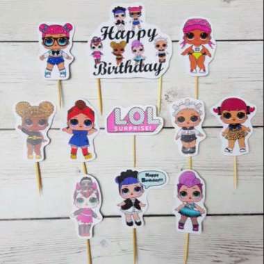satu set cake topper toper hiasan kue ulang tahun karakter lol surprise campur