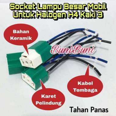OEM Socket / Soket Lampu Besar Halogen H4 Mobil Bahan Keramik Tahan Panas