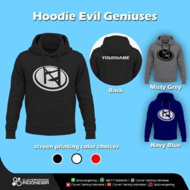 Hoodie Evil Geniuses Logo || Gaming Apparel Esports Jaket XXL Navy