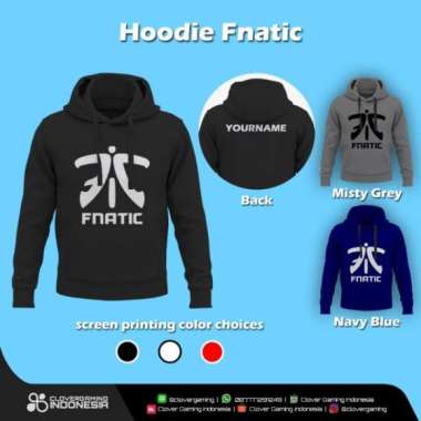 Hoodie Fnatic Logo Official - Gaming Apparel Jaket Esports XL Navy