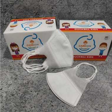 MASKER ANAK CAREION DUCKBILL PUTIH POLOS 1 BOX ISI 50PCS DISPOSABLE CHILD MASK