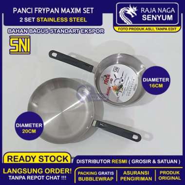 MAXIM PANCI STAINLESS STEEL 2 SET FRYPAN MASPION 18 / 20 CM ORIGINAL ORIGINAL 100 % Multicolor