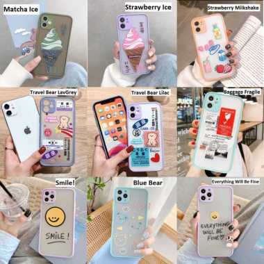 Case Hybrid Matcha Bear Cover Lens Iphone 11 / 11 Pro / 11 Pro Max Iphone 11 Smile