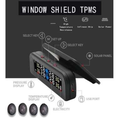 Solar TPMS Tire Pressure Monitor Pengukur Tekanan Angin Ban Mobil ORIGINAL 100 % Multicolor