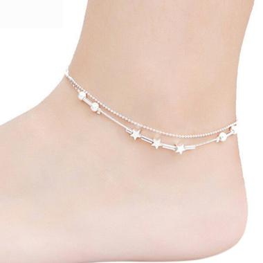 Quaant Anklet,Beach Barefoot Sandals Anklet Chain Girl Silver Heart Foot Bracelets Fashion Jewelry for Women Barefoot Silver