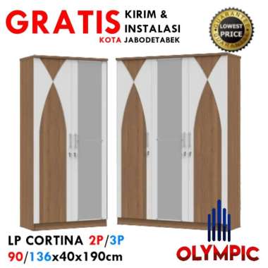 LEMARI PAKAIAN MINIMALIS - LEMARI PAKAIAN 3 PINTU - CORTINA - OLYMPIC 3 Pintu