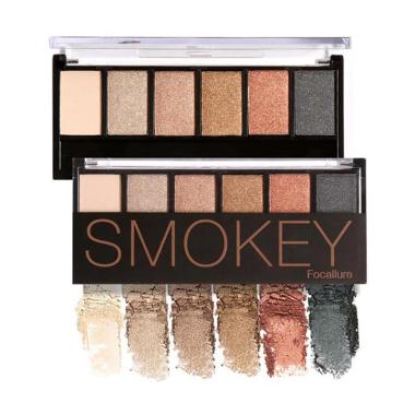 Focallure Eyeshadow Palette Smokey Shimmer Glitter Smooth Powder Makeup [6 Colors] 6#