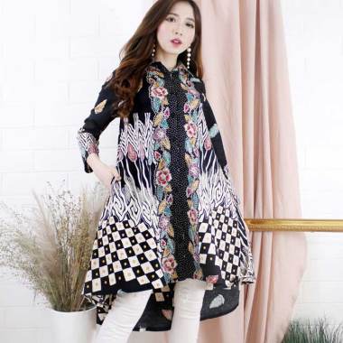 Jual Savi Bm 08 Batik Dress Atasan Wanita Brown Terbaru