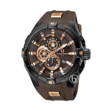 Charles Jourdan Chronograph Jam Tangan Pria [CJ1040-1742C/ Original] Dark Brown/ Rose Gold